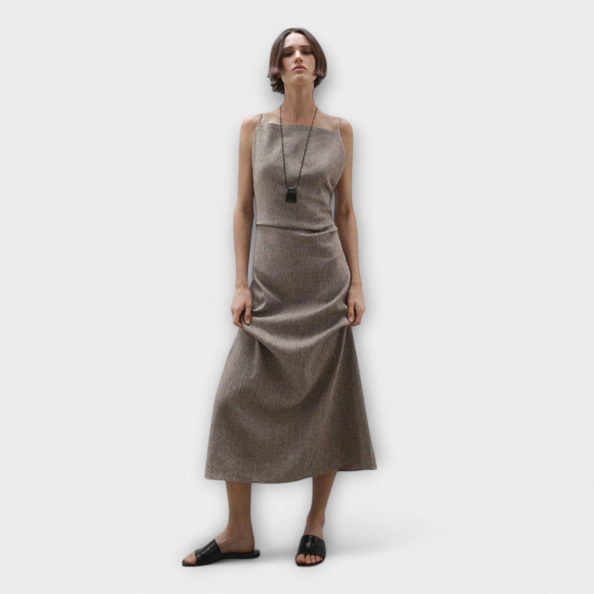 Clara - Vestido maxi fluido de mezcla de lino