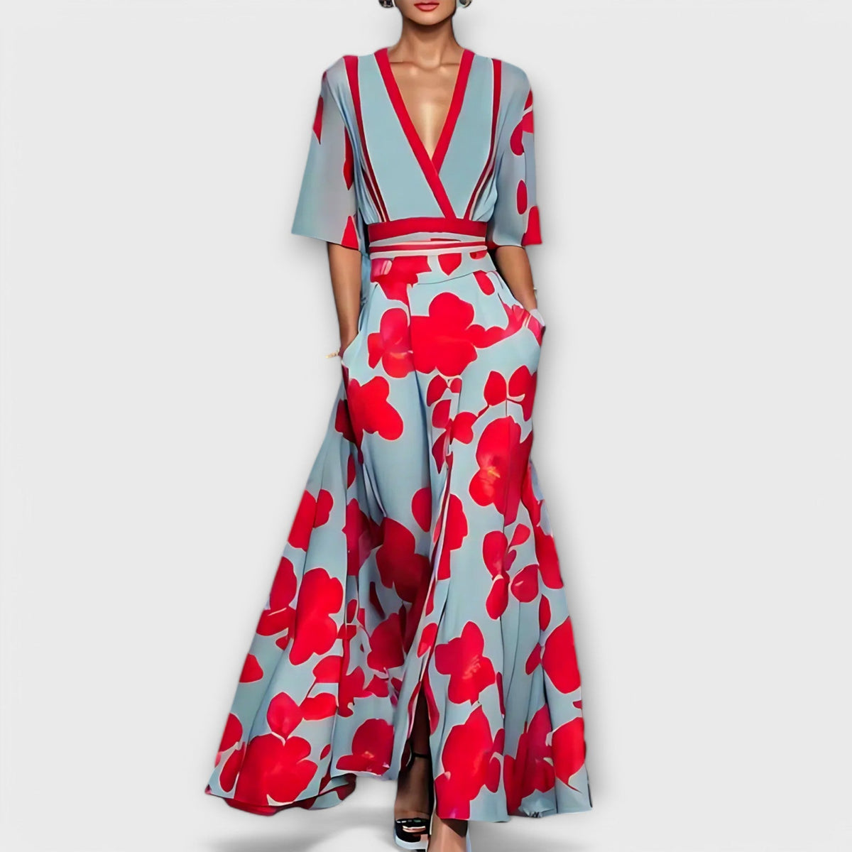 Elise - Elegante vestido de corte recto con estampado floral