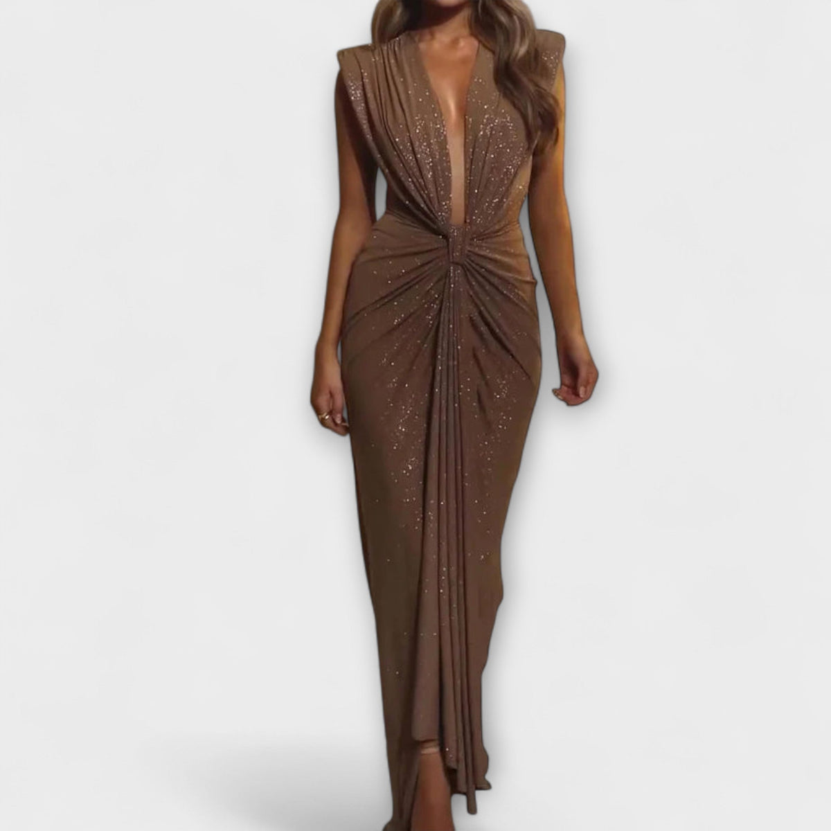 Thea - Vestido largo con profundo escote en V
