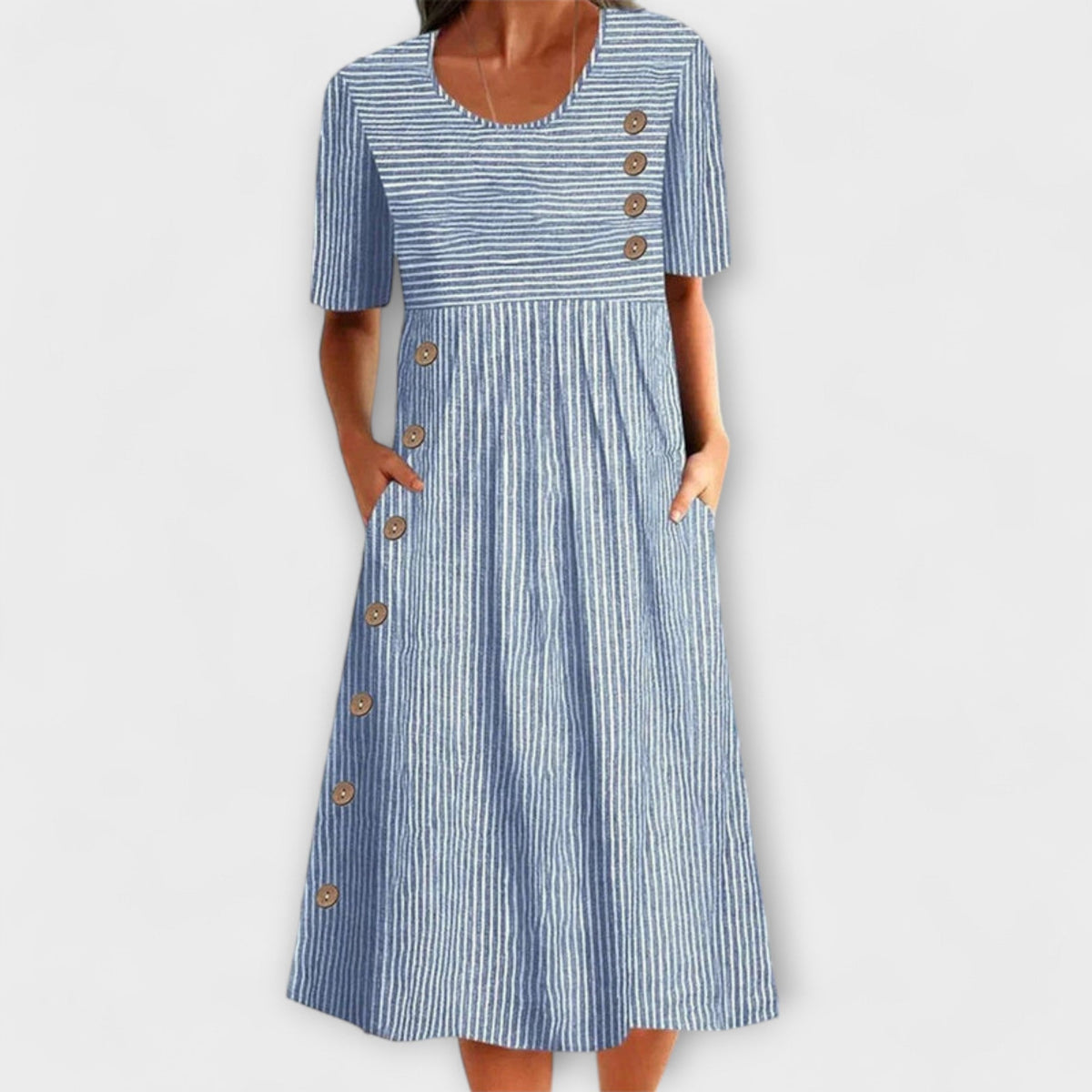 Luisa – Vestido Midi Premium a Rayas
