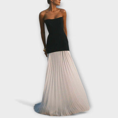Isolde - Elegante conjunto de blusa y falda plisada