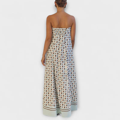 Hasel - Vestido Maxi Off-Shoulder Geométrico Único