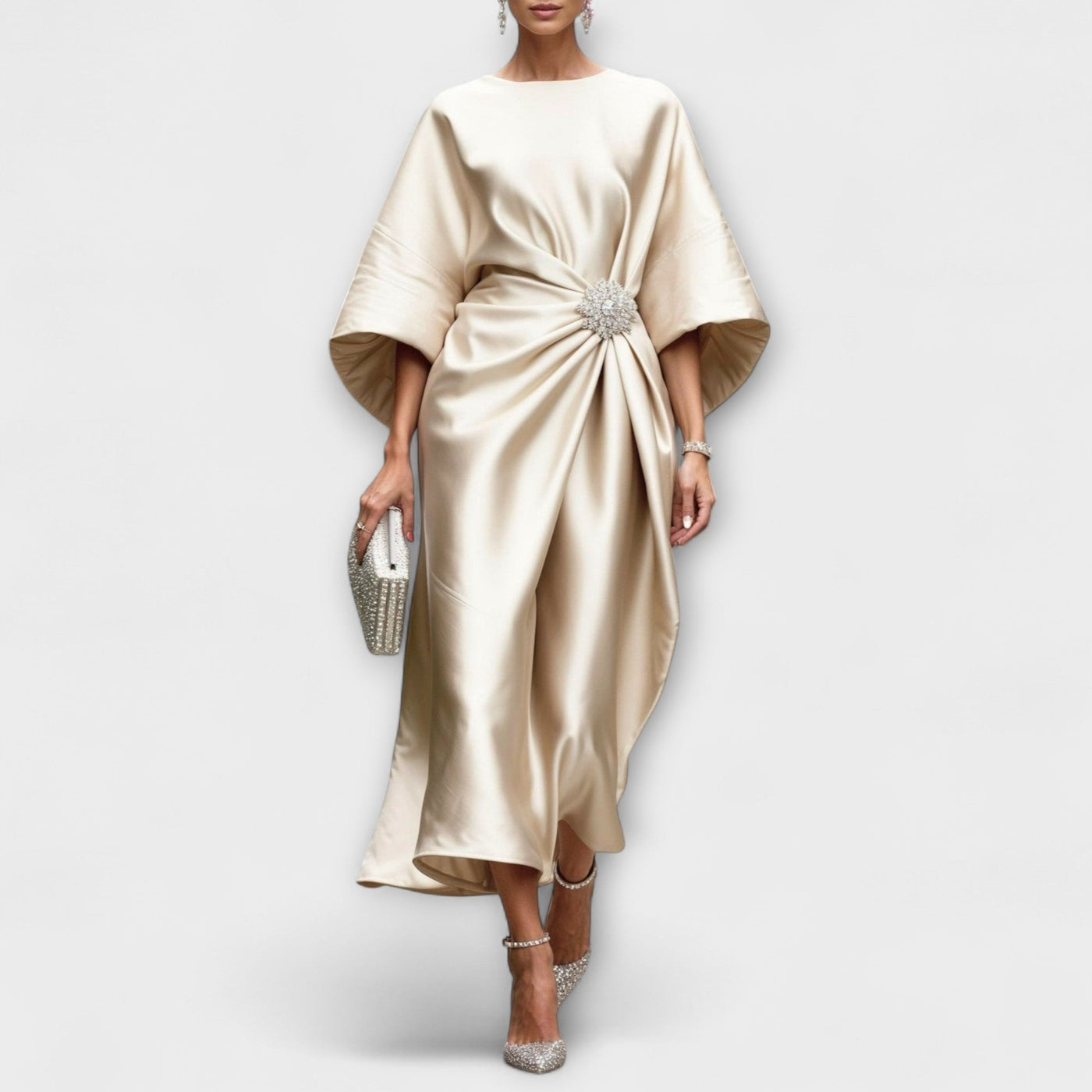 Vestido Largo de Satén Brillante Luxe