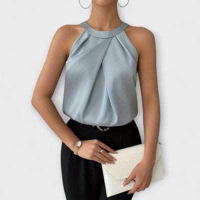 Skye - Elegante blusa de satén con diseño off-shoulder