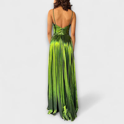 Maxivestido con tela metálica