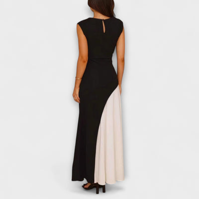 Isabel - Vestido de cintura en bloque de color monocromático