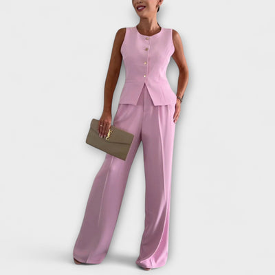 Wilhelmina - Conjunto elegante de top sin mangas y pantalones