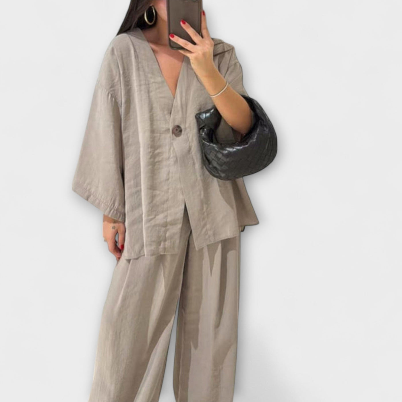 Jacqueline - Conjunto Casual con Top de Escote en V y Pantalones