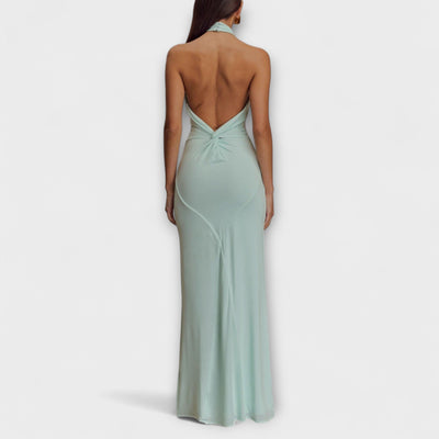 Lagune - Vestido Maxi Slinky con Cuello Halter