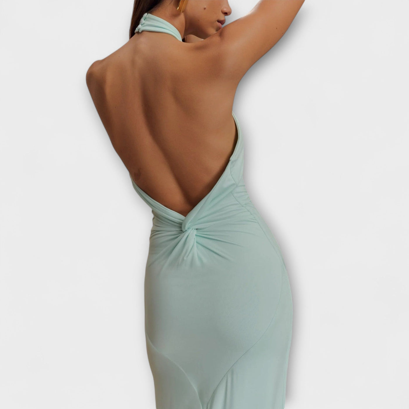 Lagune - Vestido Maxi Slinky con Cuello Halter