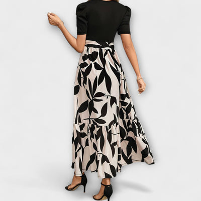 Luna - Vestido de verano con estampado de flores y escote redondo