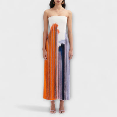 Verano - Vestido de color bloque elegante con flecos de moda