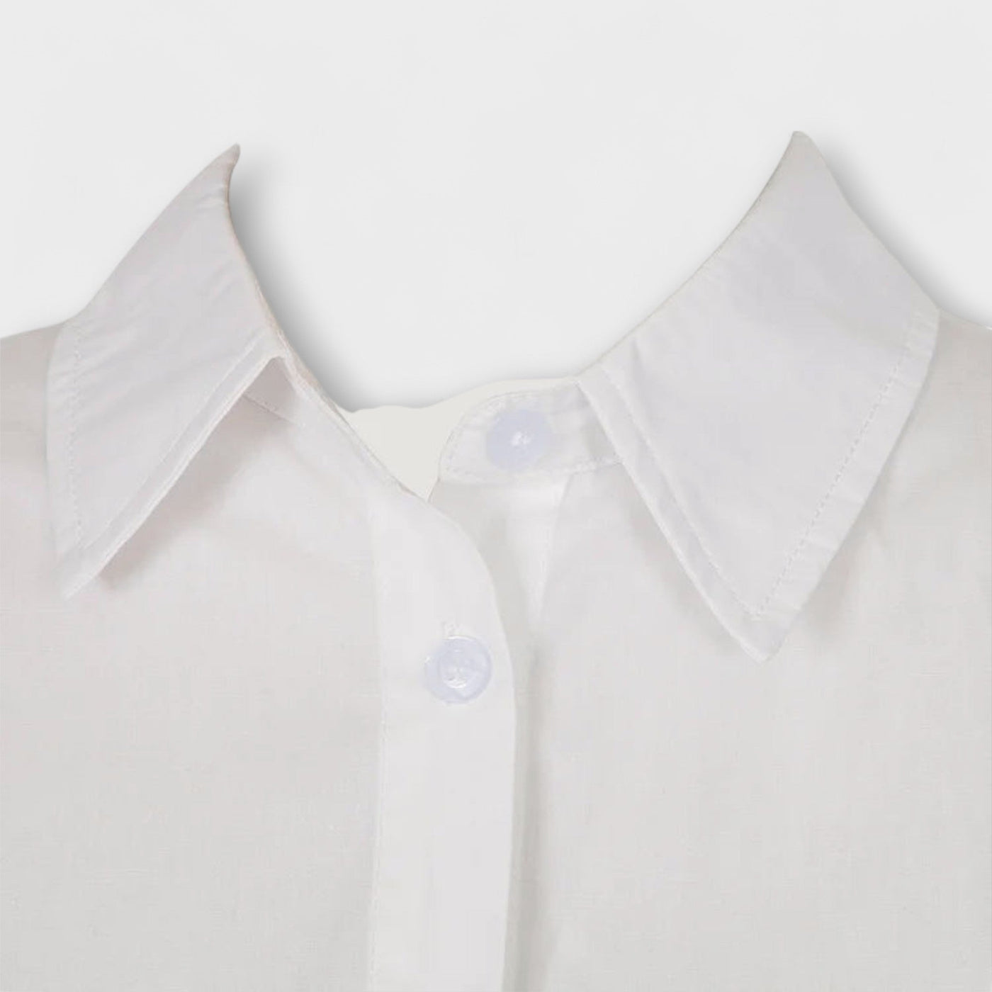 Indie - Vestido de camisa plisado blanco de manga larga