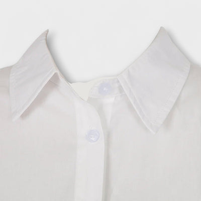Indie - Vestido de camisa plisado blanco de manga larga