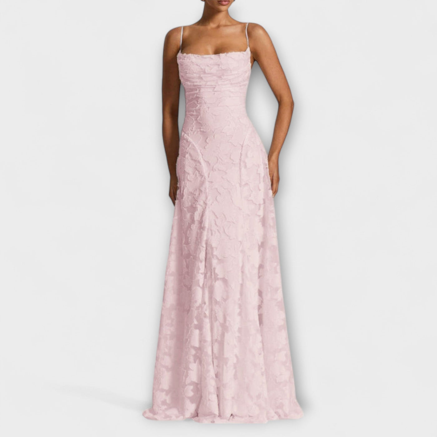 Emberly - Elegante vestido maxilargo de jacquard