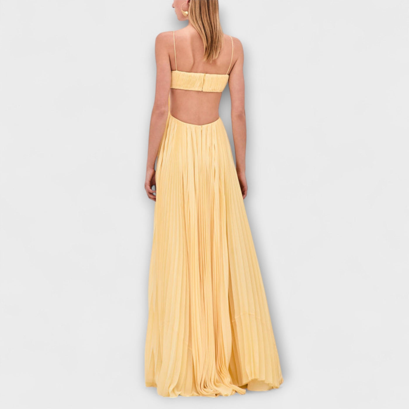 Mireille - Elegante Vestido Maxi Plisado con Cutouts