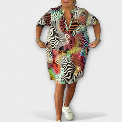 Liora - Vestido colorido con escote en V