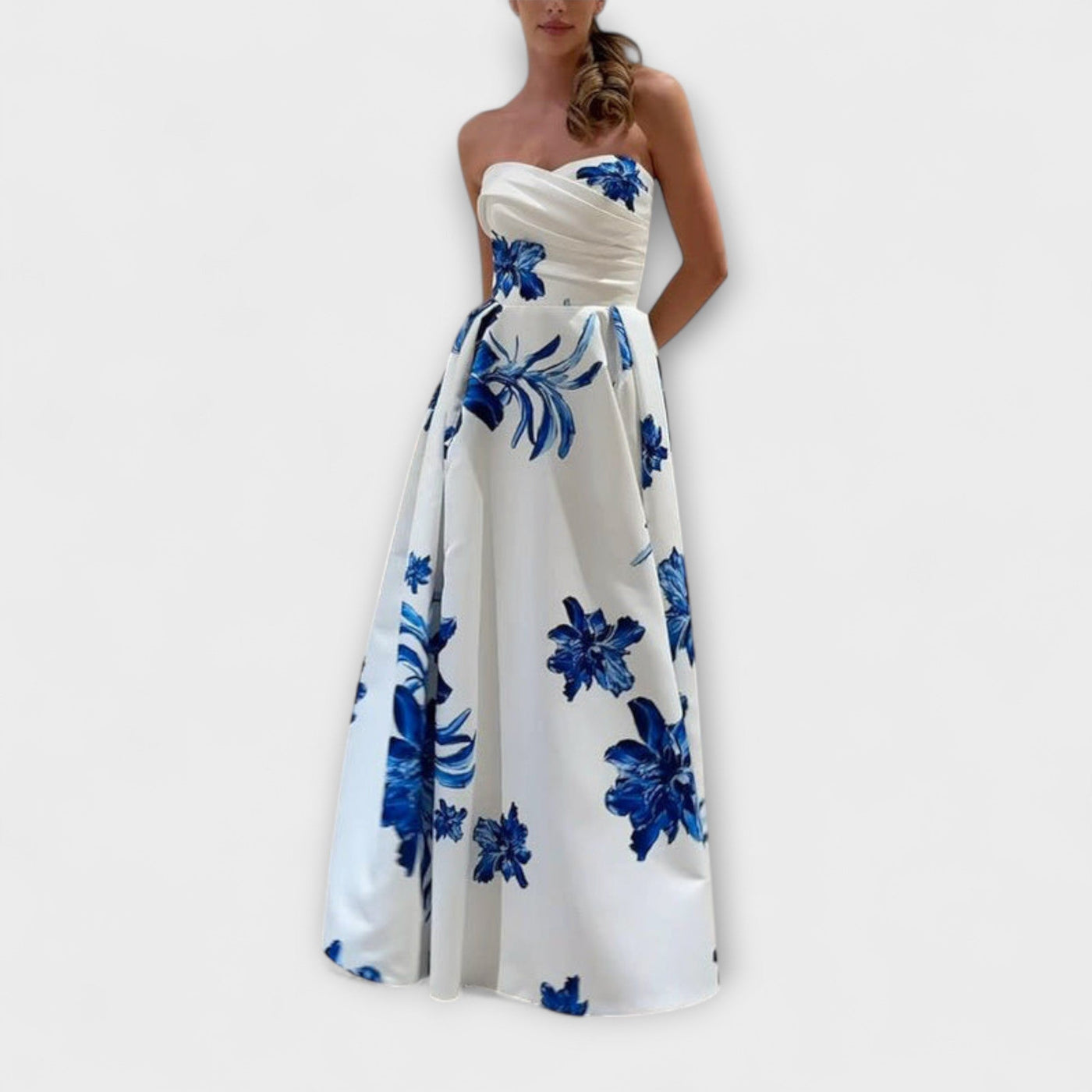 Rosalie - Elegante vestido maxi de flores con hombros al descubierto