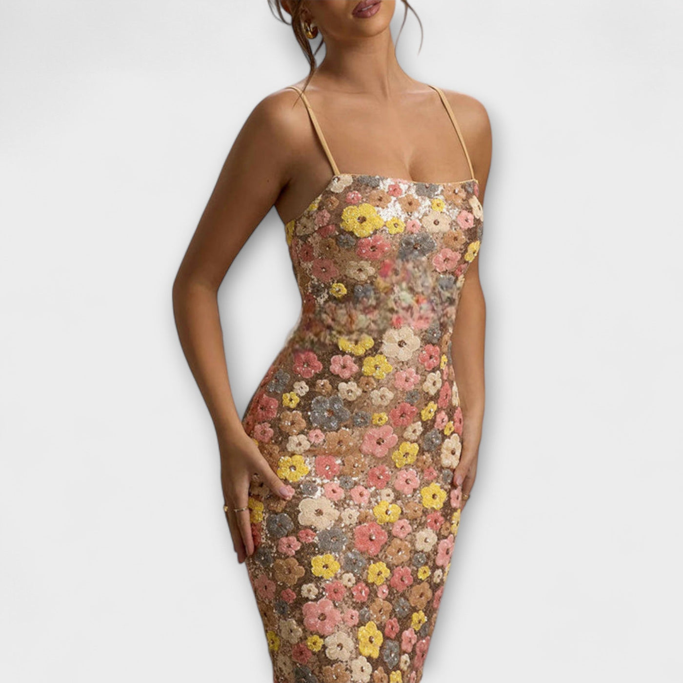 Oakley - Maxi vestido con lentejuelas florales al estilo de los 80