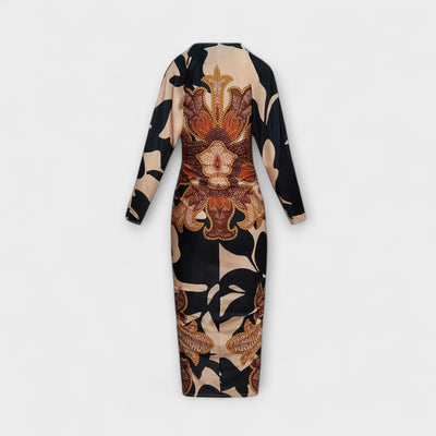 Cleo - Vestido midi dolman único con estampado brasileño