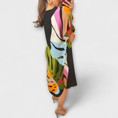 Roos - Vestido Casual con Estampado de Hojas de Colores
