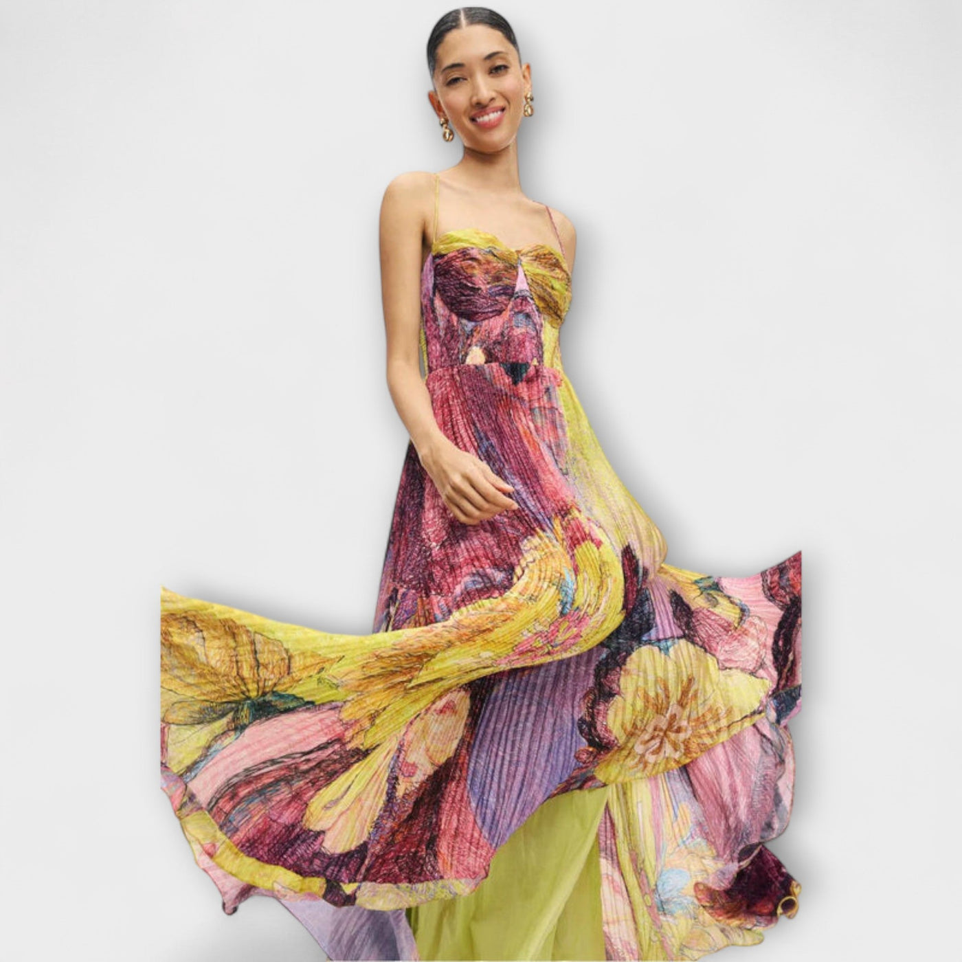 Kiara - Vestido maxi con vibrante estampado Ikat