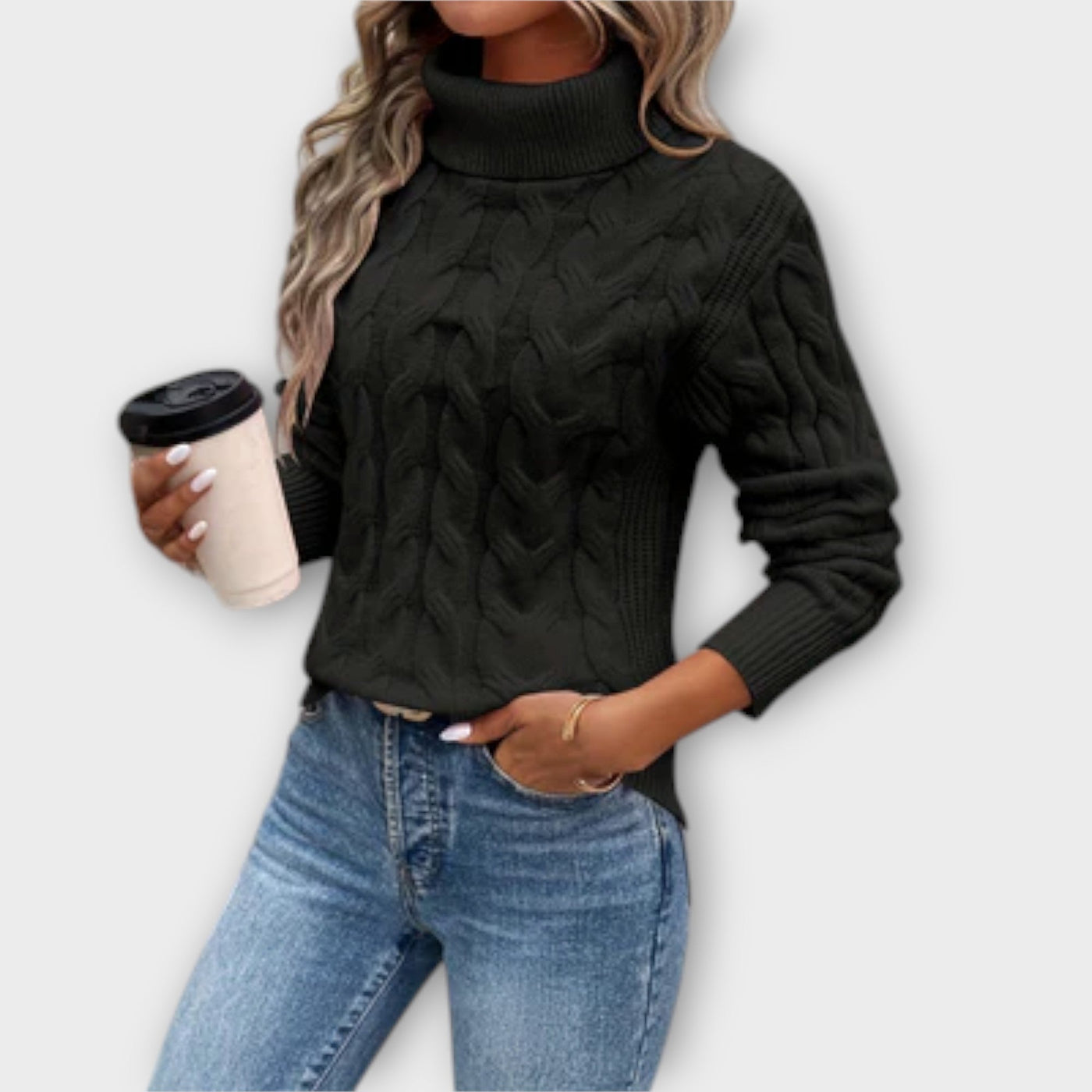 Amelia – Elegante suéter de cuello alto de punto