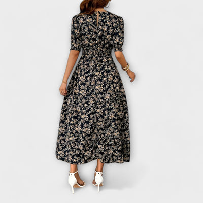 Amelia - Vestido con escote redondo y estampado de flores