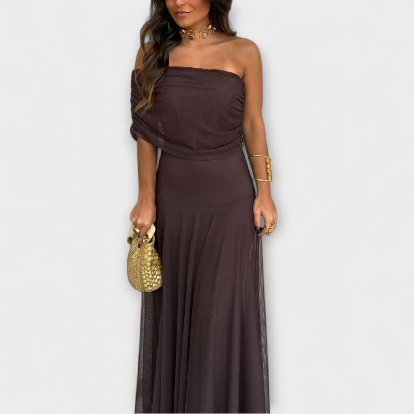 Meadow - Toledo Vestido Maxi de Malla con Un Hombro