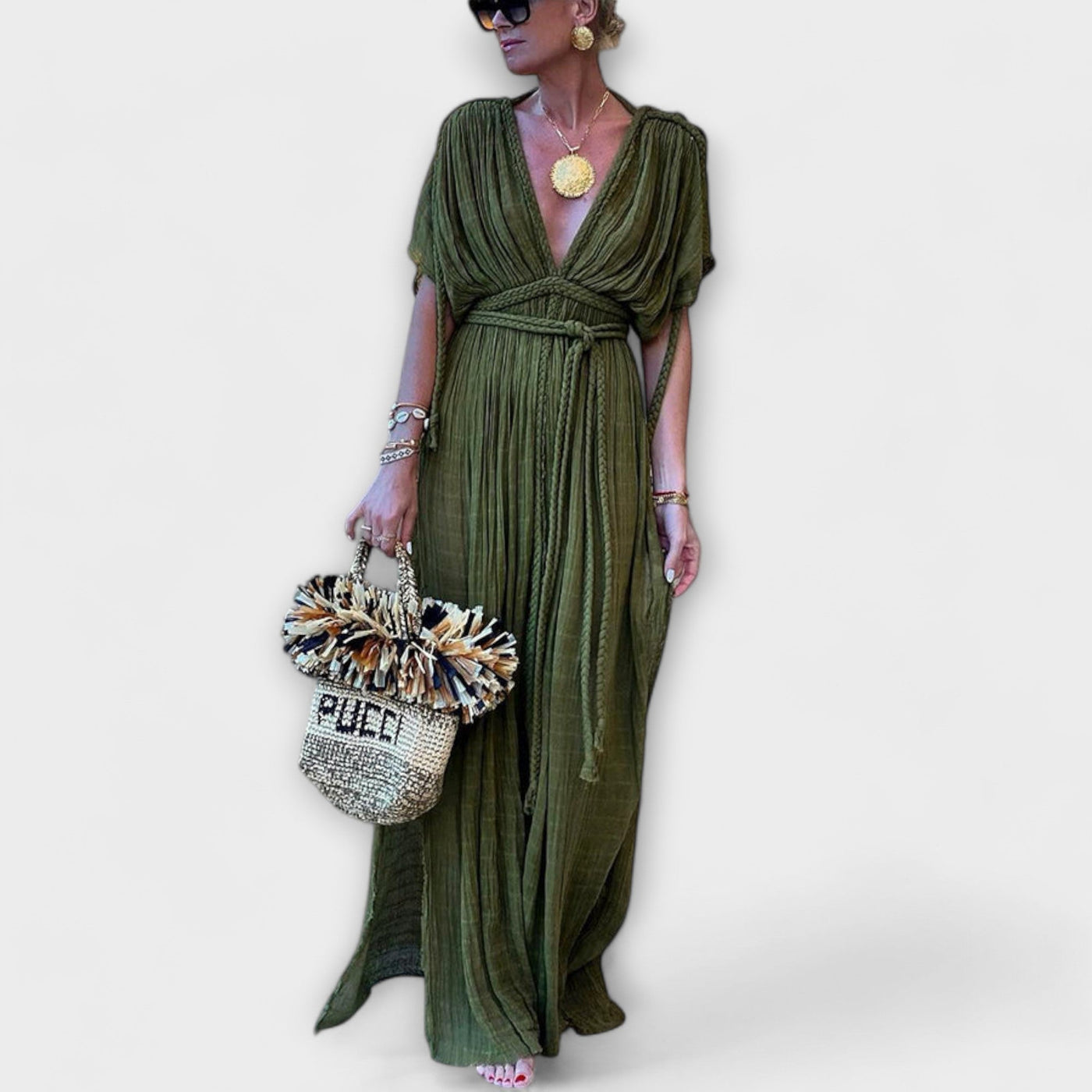 Vestido Maxi Kimono de Estilo Griego