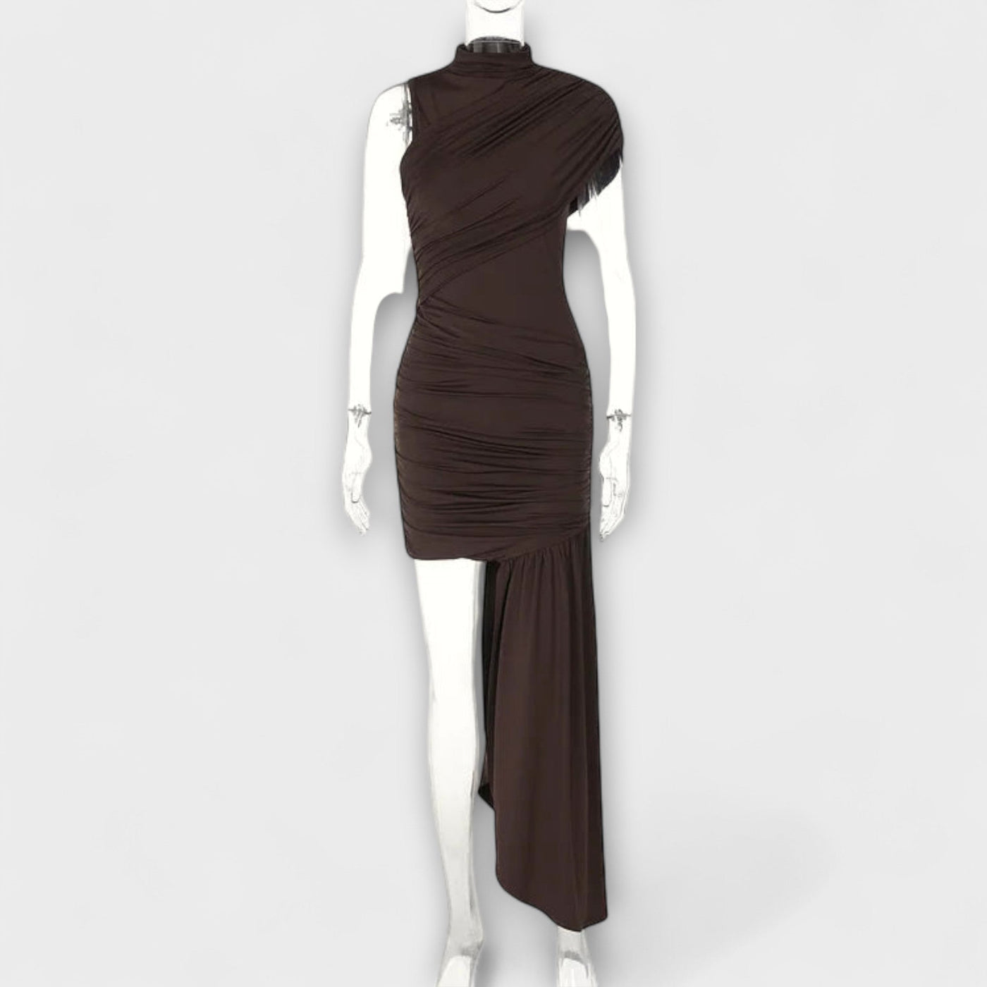 Lila - Vestido elegante y ajustado con escote redondo y plisados