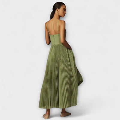 Marilyn - Vestido Midi de Tul con Falda Plisada y Diseño de Bustier