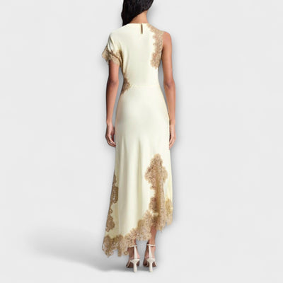 Margaret - Vestido largo con acentos de satén y encaje