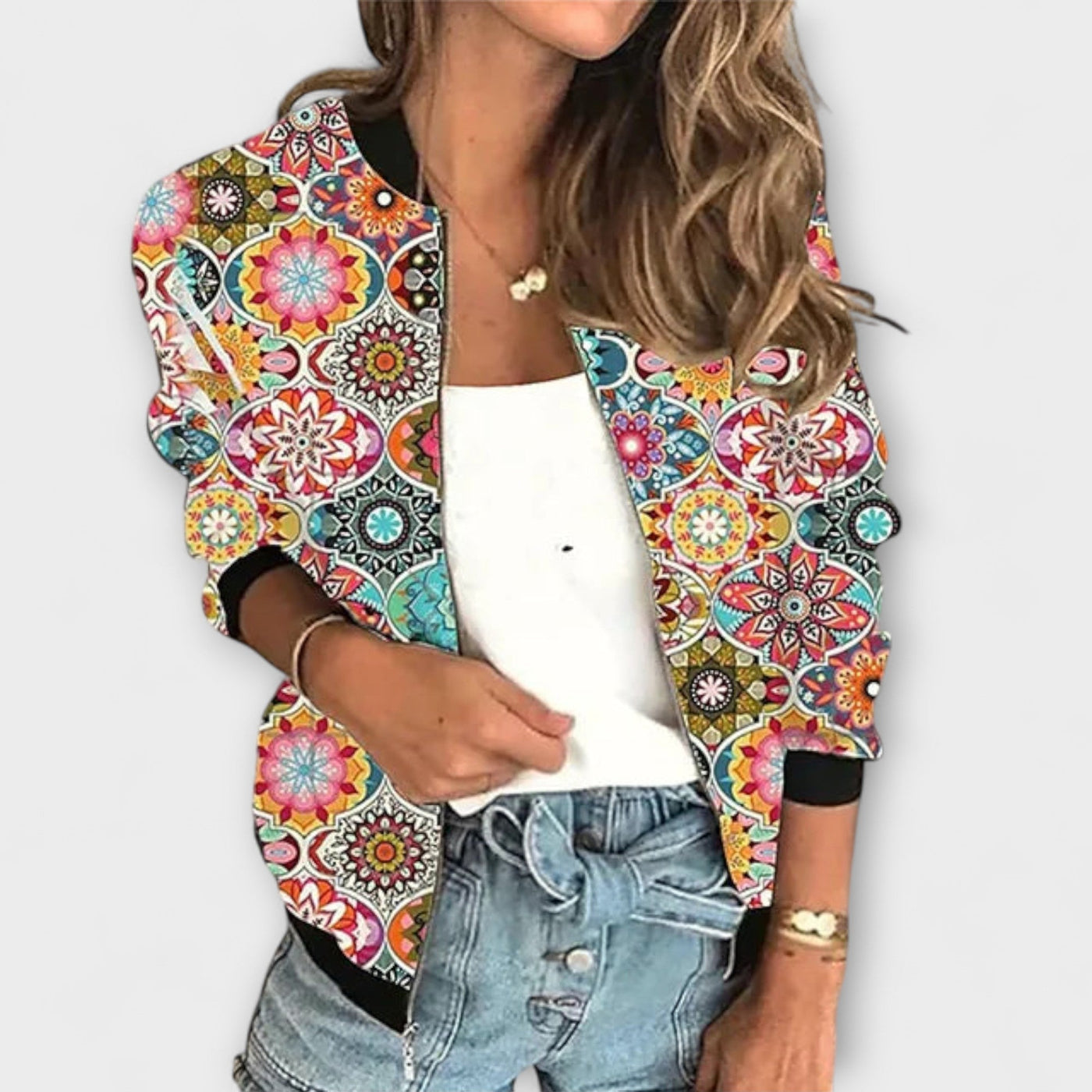 Linde - Chaqueta con cremallera estampada