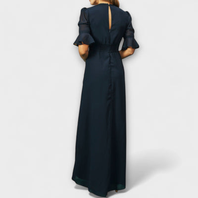 Beatrice - Elegante vestido azul marino con bordado floral