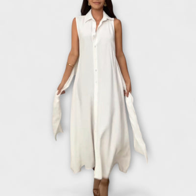 Mira - Vestido midi de una sola fila con detalle de lazo