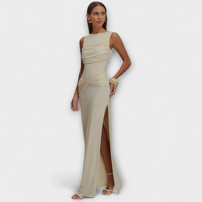 Rieke - Vestido maxi elegante con alta abertura en la pierna