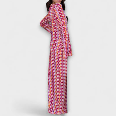 Elina – Vestido maxi con escote en V y estilo vacacional
