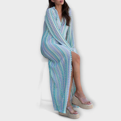 Elina – Vestido maxi con escote en V y estilo vacacional