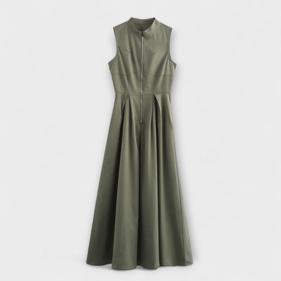 Vestido midi bodycon plisado sin mangas