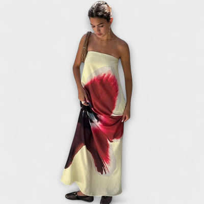Vestido Maxí Sin Mangas con Hombros Descubiertos