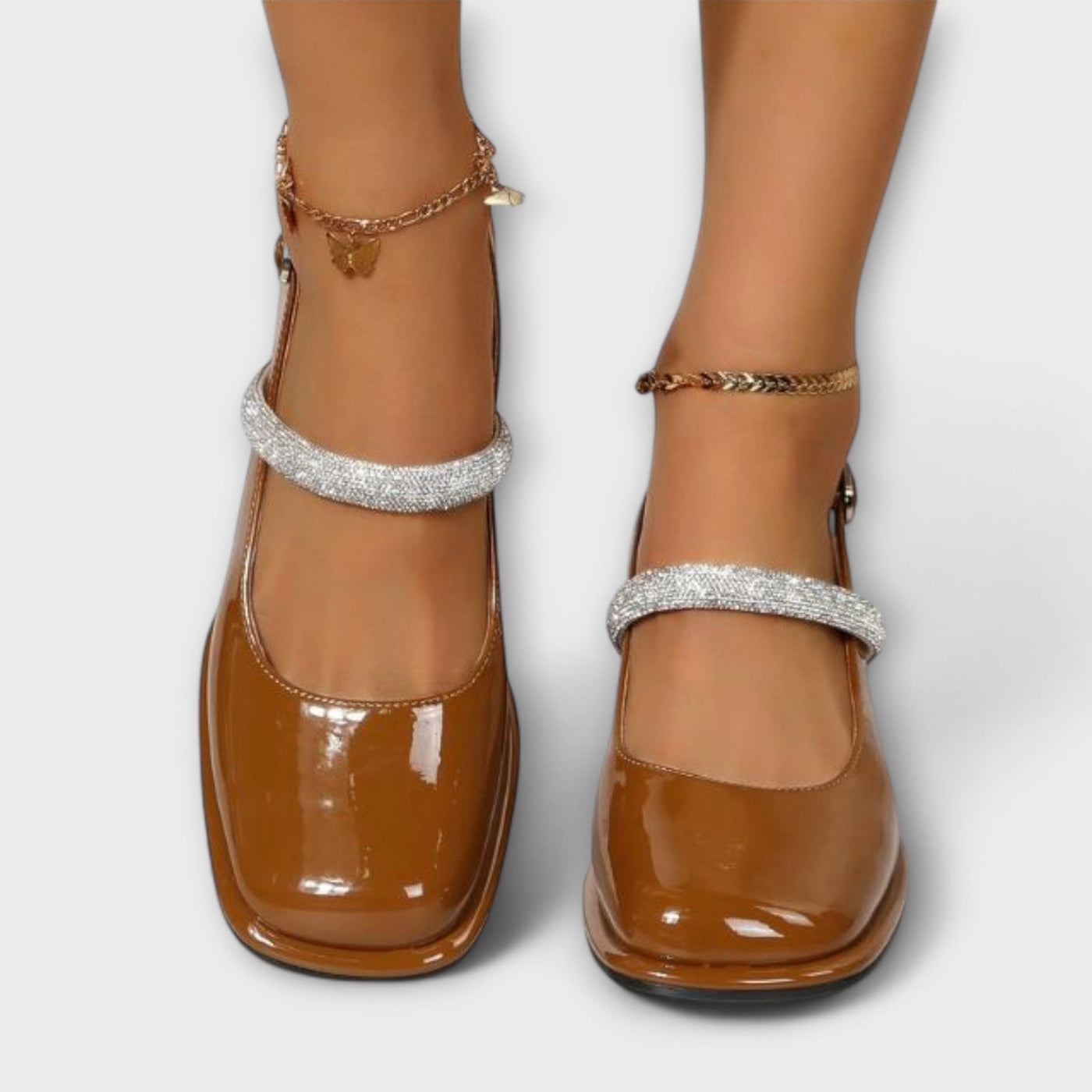 Celandra - Mary Janes con tiras brillantes y tacón bloque