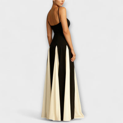 Ember - Elegancia Clásica Vestido Maxi A-Línea con Paneles de Tul