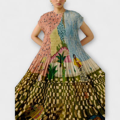 Amara - Vestido plisado con estampado animal