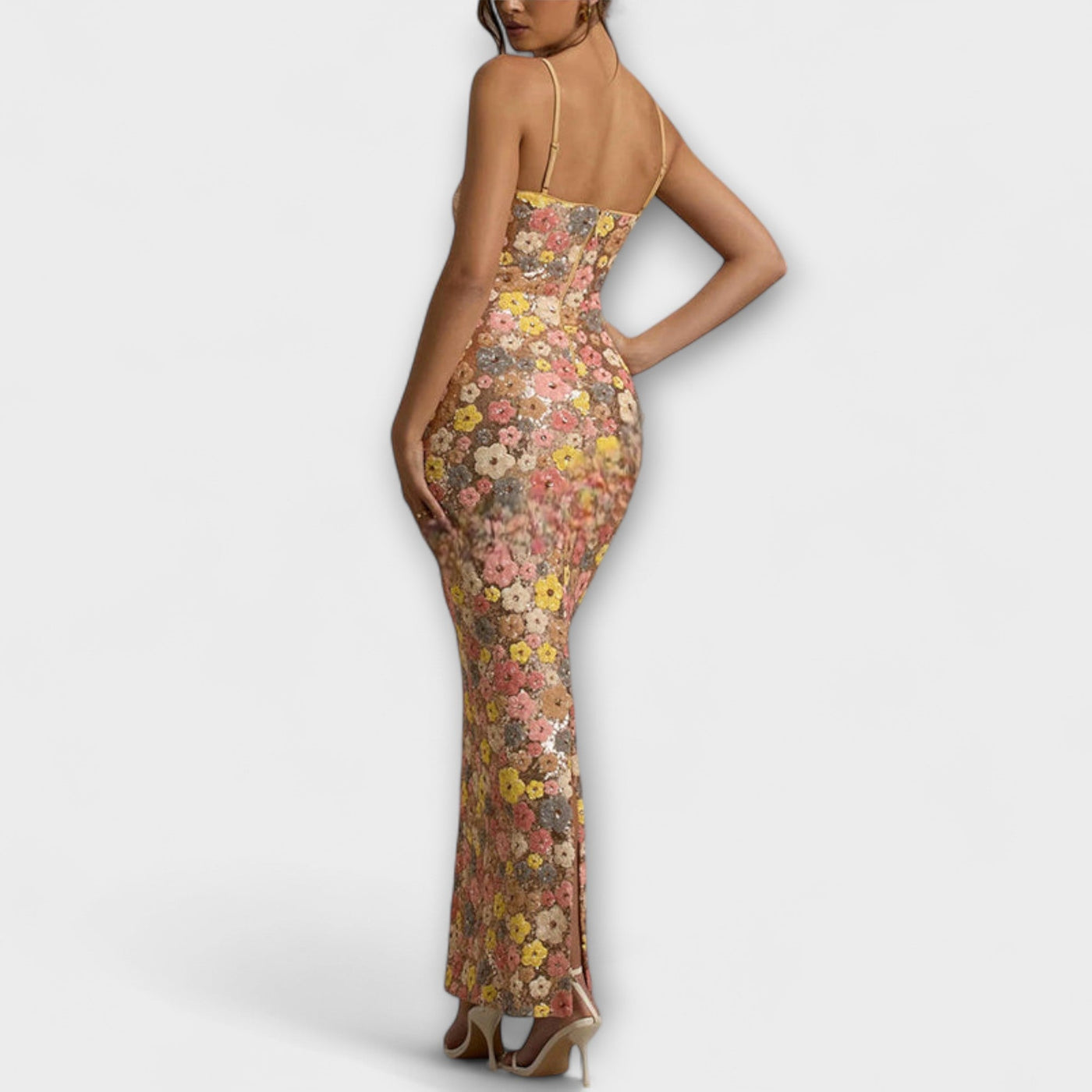 Oakley - Maxi vestido con lentejuelas florales al estilo de los 80