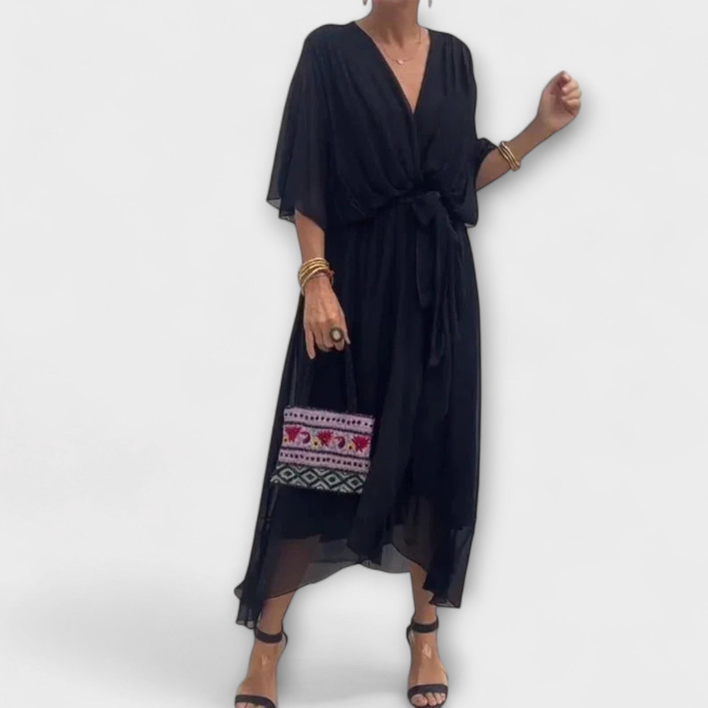 Amoura - Vestido de gasa con escote en V