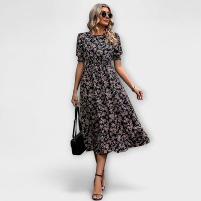 Amelia - Vestido con escote redondo y estampado de flores