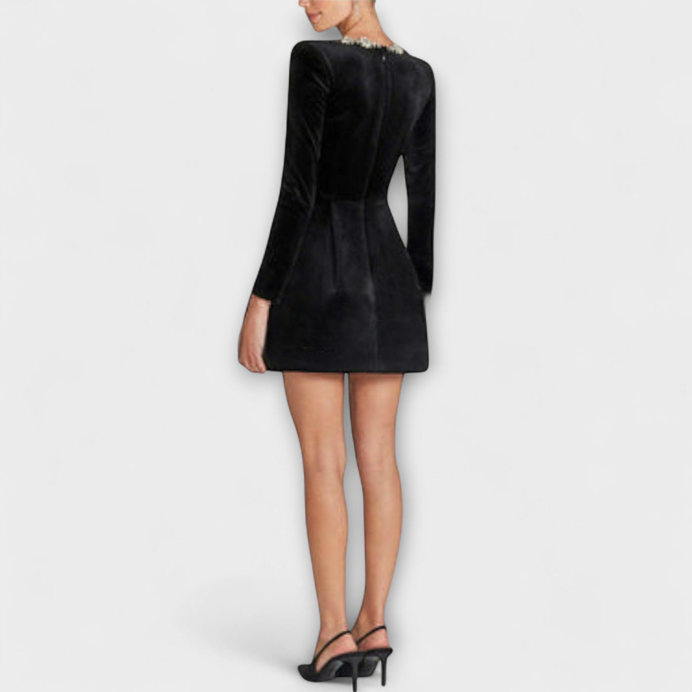 Wren - Vestido mini de terciopelo con adornos de joyas