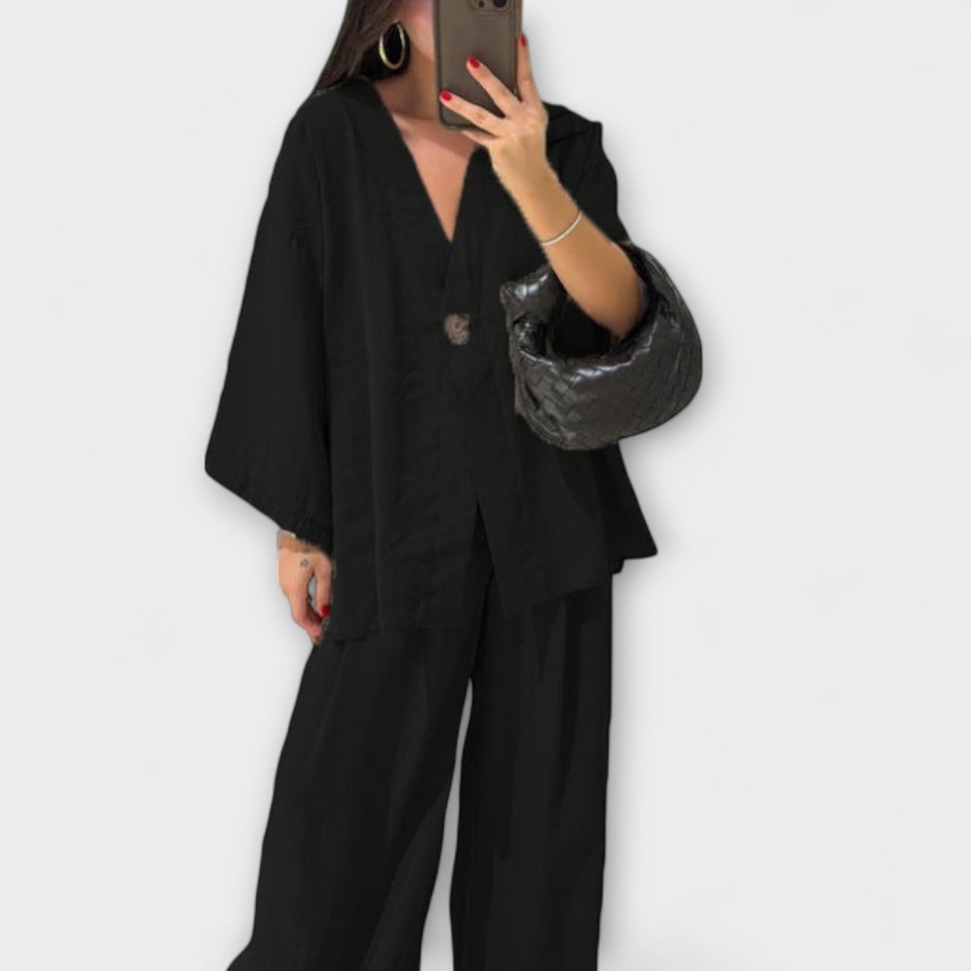 Jacqueline - Conjunto Casual con Top de Escote en V y Pantalones
