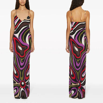 Daphne - Vestido Maxi en Estampado de Mármol